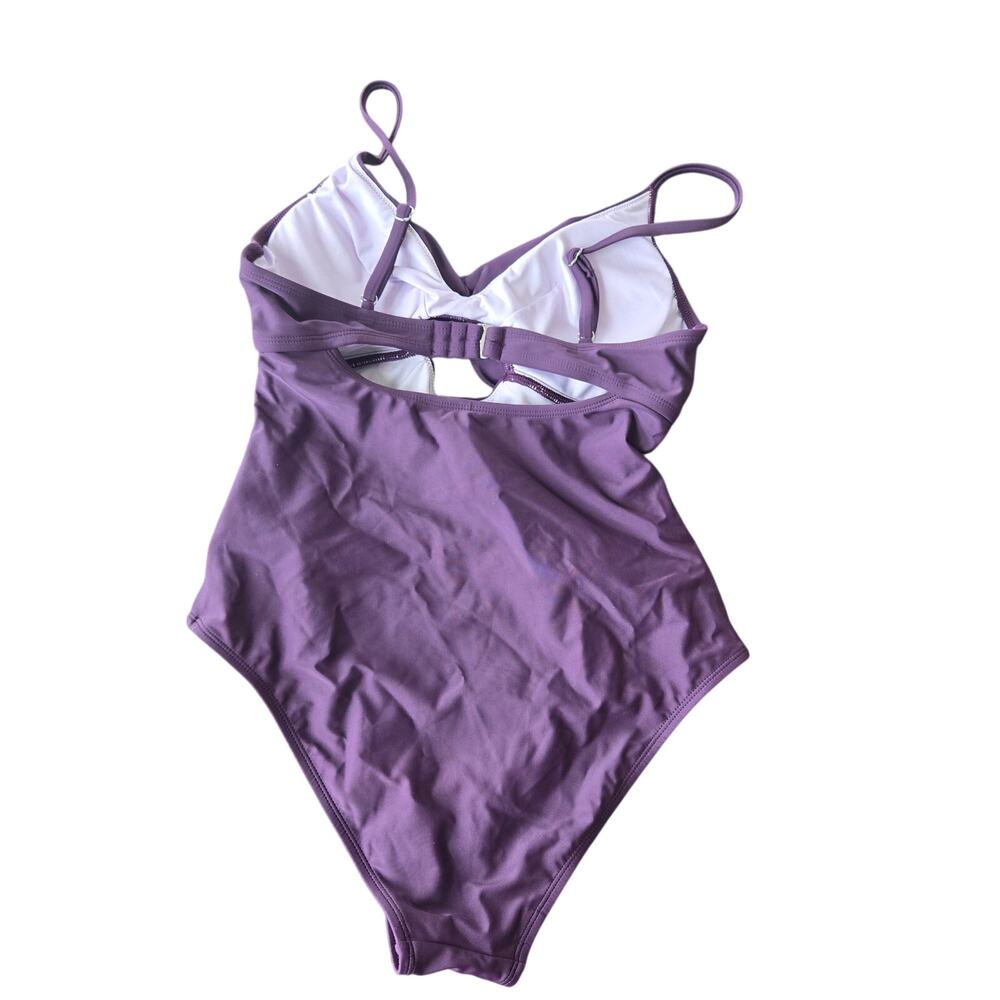 Cupshe Timeless Purple Black Ruched One-Piece Size M NWT - Picture 3 of 9